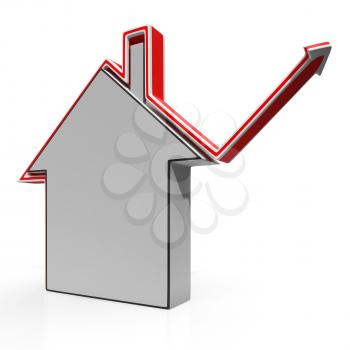 House Icon Shows Home Or Building Price Increases