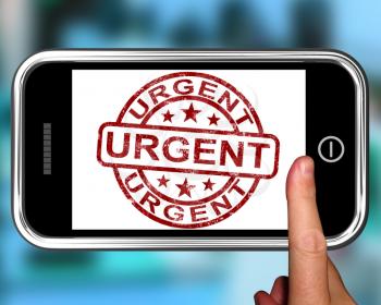 Urgent On Smartphone Showing Immediate Need Or Express Delivery
