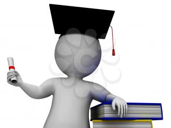 Student With Diploma Shows Graduation Or Certificate