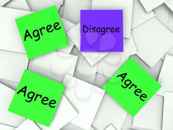 Agree Disagree Post-It Notes Meaning Agreeing Or Opposing