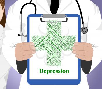 Depression Word Indicating Ill Health And Sickness