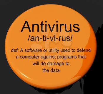 Antivirus Definition Button Shows Computer System Security