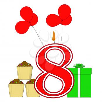Number Eight Candle Meaning Eighth Birthday Party Or Celebration
