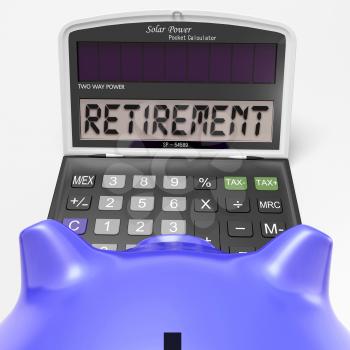 Retirement On Calculator Showing Elderly Work Retired