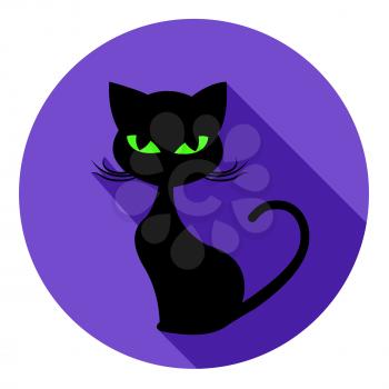 Halloween Cat Icon Showing Feline Kitten And Pet