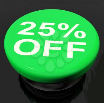 Twenty Five Percent Button Showing Sale Discount Or 25 Off