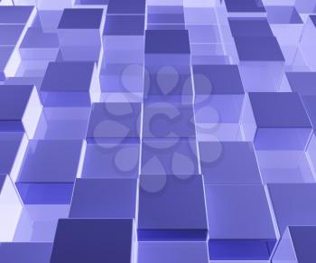 Bright Blue Glass Background With Artistic Cubes Or Square Shapes