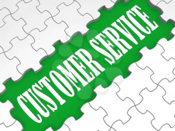Customer Service Puzzle Shows Technical Support And Assistance