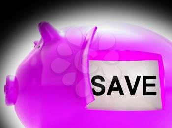 Save Piggy Bank Message Showing Savings On Products