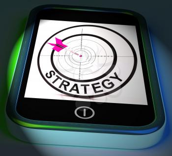 Strategy Smartphone Displaying Methods Tactics And Game Plan