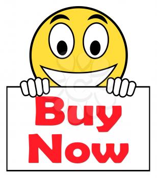 Buy Now On Sign Showing Purchasing And Online Shopping