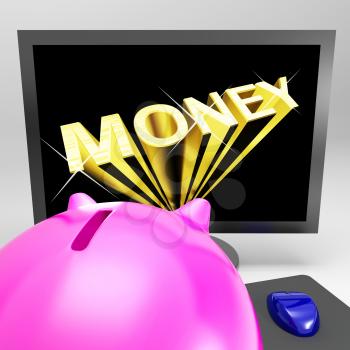 Money Screen Showing Finance Wealth And Prosperity