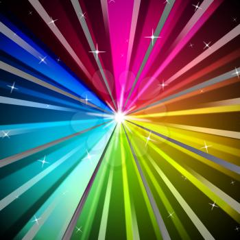 Colorful Rays Background Showing Brightness Rainbow And Radiating

