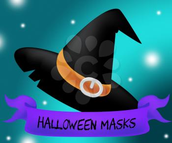 Halloween Masks Showing Trick Or Treat And Fancy Dress
