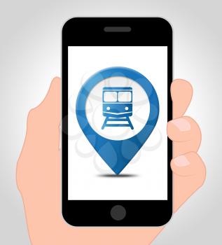 Train Location Online Showing Mobile Phone Map 3d Illustration