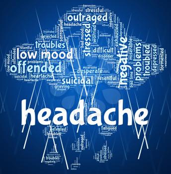 Headache Word Showing Cephalalgia Migraines And Words