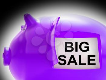 Big Sale Piggy Bank Message Meaning Massive Bargains