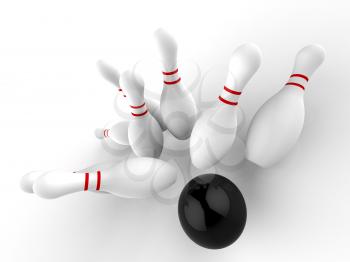 Bowling Strike Shows Winning Ten Pin Skittles Game