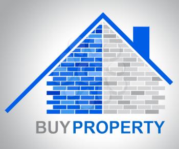 Buy Property Showing Real Estate And Household