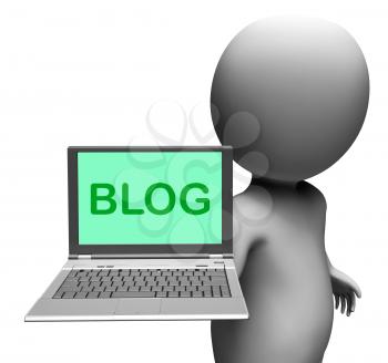 Blog Laptop Showing Blogging Or Weblog Internet Site