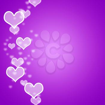 Mauve Hearts Bokeh Background With Blank Copyspace Showing Loving And Romance