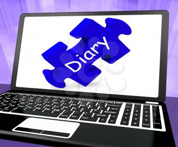 Diary Laptop Showing Web Planning Or Scheduling