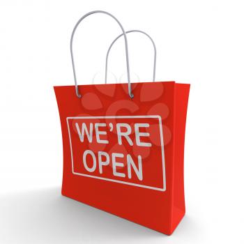 We're Open Shopping Bag Showing New Store Launch
