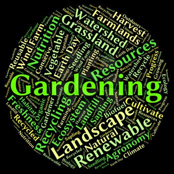 Gardening Word Showing Lawns Lawn And Yard