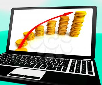 Money Increasing On Laptop Shows Business Incomes And Financial Growth