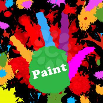 Kids Paint Showing Handprint Human And Colours