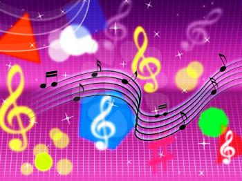 Music Background Showing Pop Rock And Instruments

