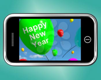 Mobile With Happy New Year Balloons Message
