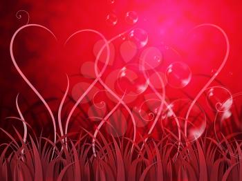 Grass Heart Background Showing Loving Spring Or Beautiful Landscape
