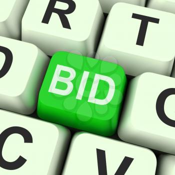 Bid Key Showing Online Auction Or Bidding 