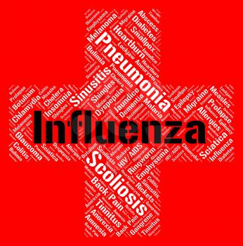 Influenza Word Showing Disease Afflictions And Diseased