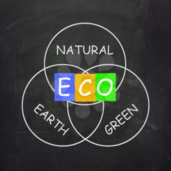 ECO On Blackboard Showing Environmental Care Or Eco-Friendly Nature