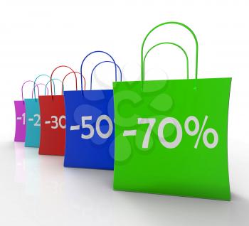 Percent Off On Shopping Bags Shows Bargains And Promotions