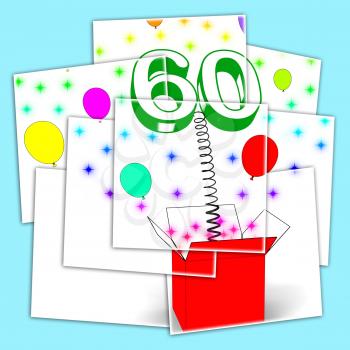 Number Sixty Surprise Box Displaying Elderly Surprise Party Or Celebration