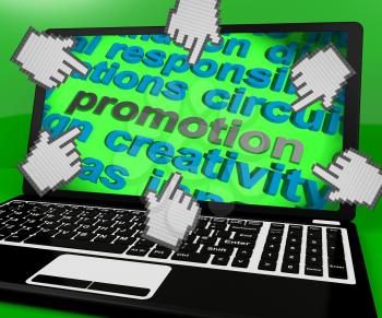 Promotion Laptop Screen Showing Marketing Campaign Or Promo