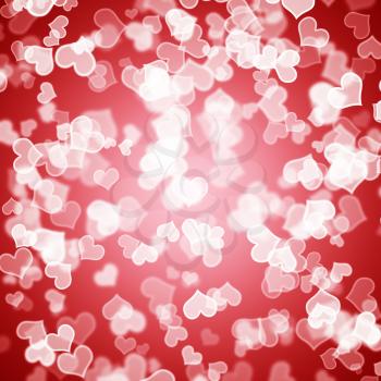 Red Hearts Bokeh Sparkling Background Showing Love Romance And Valentines