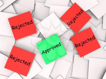 Approved Rejected Post-It Notes Showing Accepted Or Refused