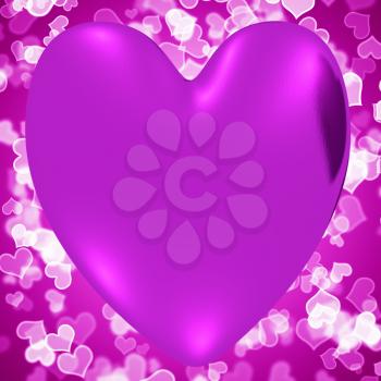 Heart With Mauve Hearts Background Shows Loving And Romance