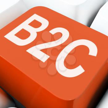B2c Key On Keyboard Showing Business To Consumer Buy Or Sell
