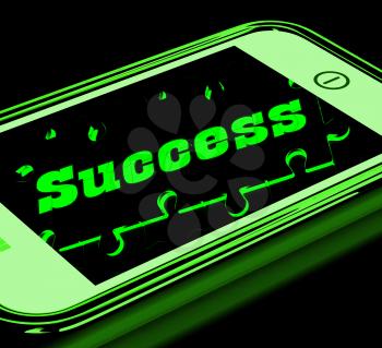 Success On Smartphone Showing Progression And Improvement