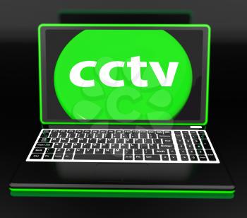 CCTV Laptop Monitoring Showing Security Protection Or Online Surveillance