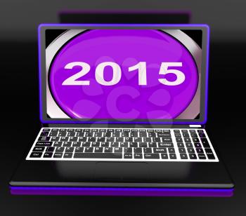 Two Thousand And Fifteen On Laptop Showing New Year 2015