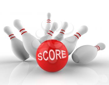 Bowling Score Indicating Ten Pin And Grades 3d Rendering