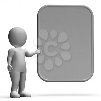 Character With Copyboard Blank Board For Message Or Presentation