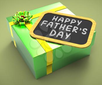 Happy Fathers Day Present Showing Parenting Celebration Occasion Or Holidays