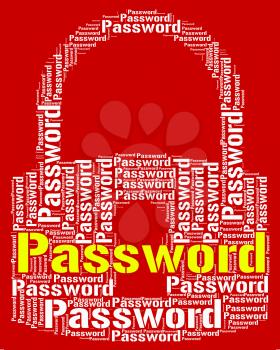 Password Lock Representing Log In And Wordcloud